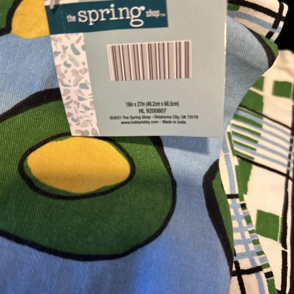 Avocado And Plaid Green And Blue‎ Indoor/outdoor Napkins Set of 2